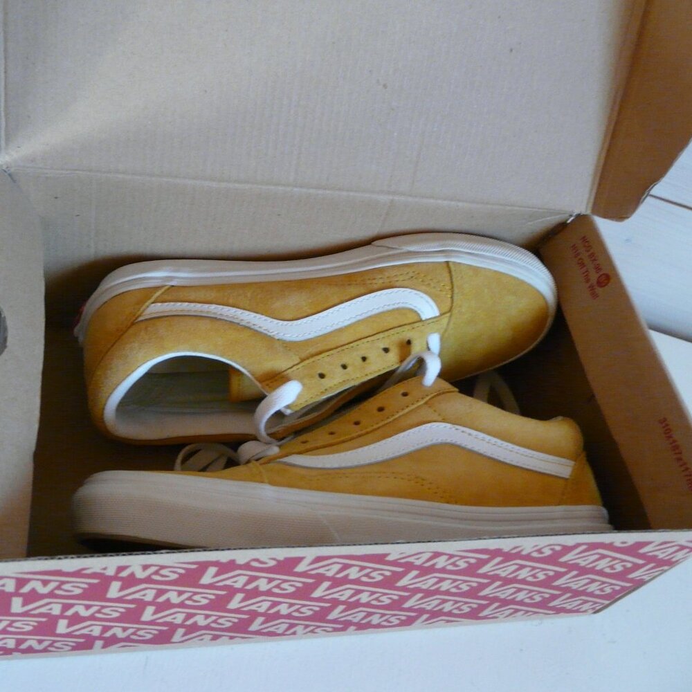 Share Vans Old Skool Warp Shoes Size Mens 5.5 Womens 7 Mustard Low Top Lace Up -